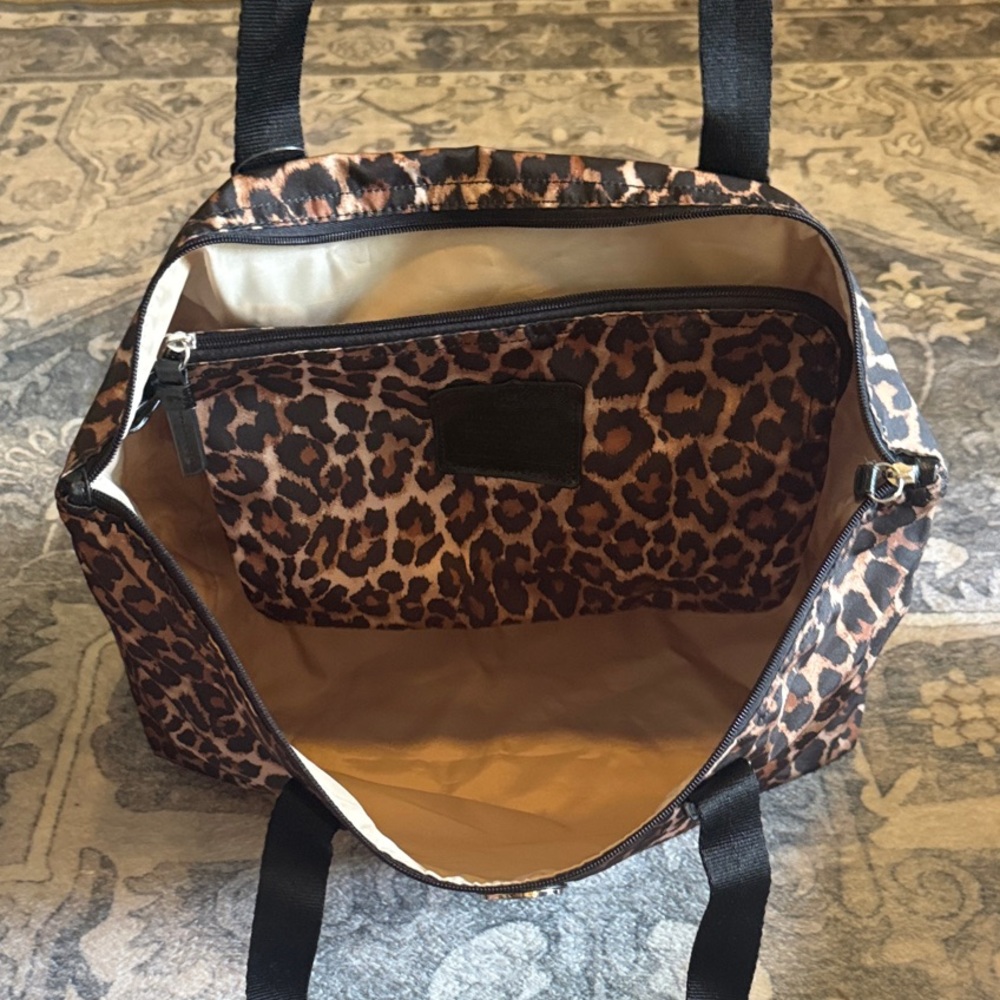 Coach Brown Leopard Print Tote with Pouch - Picture 5 of 5
